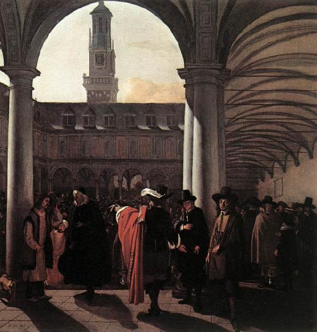WITTE, Emanuel de The Courtyard of the Old Exchange in Amsterdam oil painting image